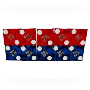 MGM Casino Dice Lot Of 10 Red Blue Cancelled Drilled Translucent Number Vintage
